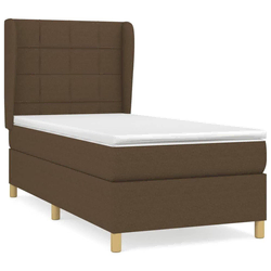 Greatstore Box spring postelja z vzmetnico temno rjava 100x200 cm blago