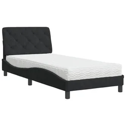 Krevet s madracem crni 90x200 cm baršunasti