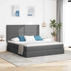 Krevet s madracem i skladištem Tamno siva 180 x 200 cm tkanina