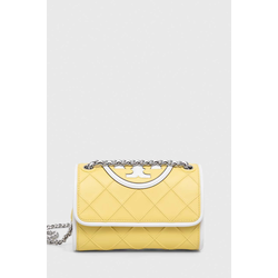 Usnjena torbica Tory Burch rumena barva