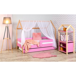 Krevet kućica sa fiokom i dušekom 160x80 DOMEK - ROZE (bukva) ( 7725 )