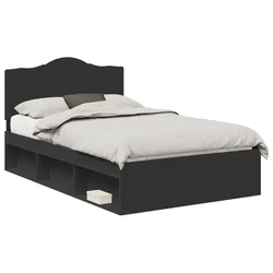 Vidaxl Konstrukcija postelje Črna 135 x 190 cm Masivno borovo les