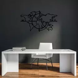 Wallity Zidna dekoracija World Map 8, 118x68cm, Crna
