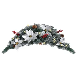 Božićni luk s LED svjetlima zeleni 90 cm PVC