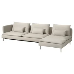 SÖDERHAMN Sofa ležaj 4-sed, s lenjivcem bez stranice/Fridtuna svetlobež