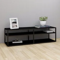 TV ormarić crni 140 x 40 x 40,5 cm od kaljenog stakla
