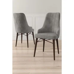 Hanah Home set trpezarijskih stolica Neta 8 kom, siva tkanina Babyface, drvene noge boje oraha