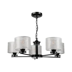 Luster na lancu ROSA 5xE27/60W/230V crna/siva
