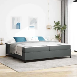 Vidaxl Postelja z vzmetnico Temno siva, Črna 200 x 200 cm