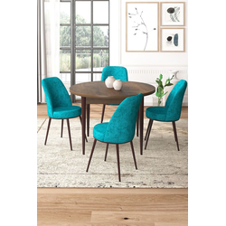 Hanah Home Set Trpezarijski sto i 4 stolice, Tirkizno-braon