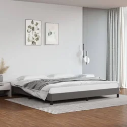 shumee vidaXL Posteljni okvir, siv, 200x200 cm, umetno usnje