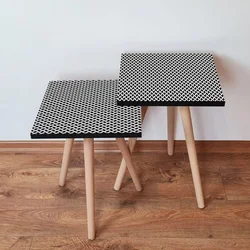 Hanah Home 2SHP227 Pomoćni stočić, 2 komada, Belo-crni