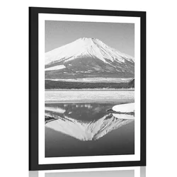 Plakat s paspartujem japonska gora Fuji v črnobeli varianti - 30x45 white