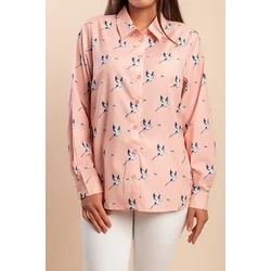 Plus size srajca s potiskom, roza