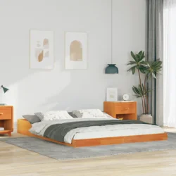 vidaXL Konstrukcija postelje Voščeno rjava 140 x 220 cm Trdna borovina