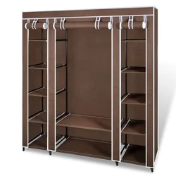 Vidaxl Garderobna omara iz blaga s predelki 45x150x176 cm rjava