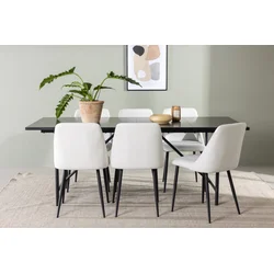 Venture Design Jedilna miza in stol Astrid Night 200x90x75 cm črno bela
