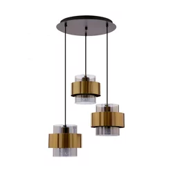 Spiega Pendant Lamp  Black+Brass 3X60W E27 Smokey Lapmshade