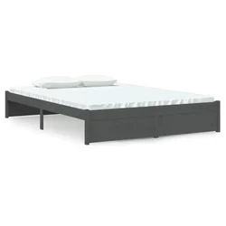 Vidaxl Posteljni okvir siv iz trdnega lesa 140x200 cm