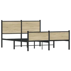 Vidaxl Kovinski posteljni okvir brez vzmetnice sonoma hrast 140x200 cm