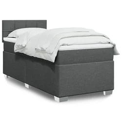 VIDAXL Box spring postelja z vzmetnico temno siva 100x200 cm blago