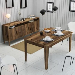 Hanah Home Set trpezarijski sto i komoda Milan 524, 2 komada, Orah