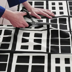 BROKAKLEJA Izrezana tkanina, crna/geometrijski, 150x300 cm