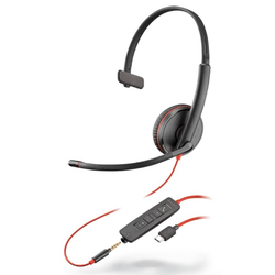 Slušalice s mikrofonom Poly - Blackwire C3215, USB-C, 3.5 mm, crne