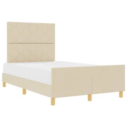 Vidaxl Konstrukcija postelje z vzglavjem krema 120 x 200 cm blago