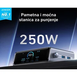 ANKER Prime 250W GaN stoni brzi punjač/ 6-portova (4x USB-C/ 2x USB-A) srebrni