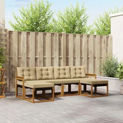 Set vanjskih sofa s jastukom 6 pcs Prirodna i bež