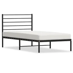 Vidaxl Kovinski posteljni okvir z vzglavjem črn 100x190 cm