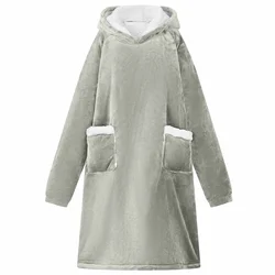 vidaXL Odeja s kapuco Siva m Flis in flanel