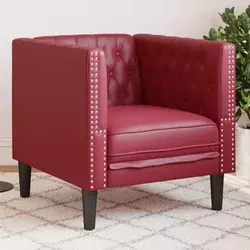 Fotelja Chesterfield vino crvena umjetna koža