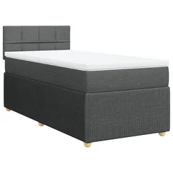 Vidaxl Box spring postelja z vzmetnico temno siva 90x200 cm blago