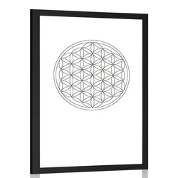 Plakat s paspartujem črno-bela Mandala - 60x90 white