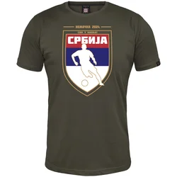 011Shop Muška majica kratkih rukava, Srbija štit svi u napad EP 2024, Maslinasta
