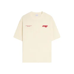 Bershka Majica svetlo bež/rdeča
