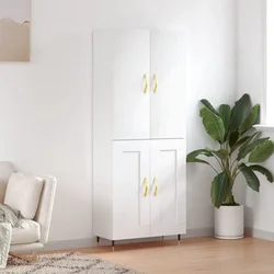 Visoka komoda bijela 69,5x34x180 cm konstruirano drvo