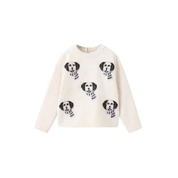 MANGO KIDS Pulover GROMIT kremna / črna / bela
