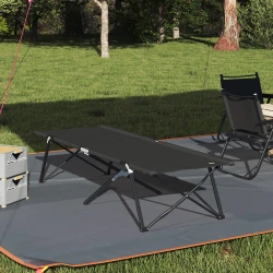 Sklopivi kamperski krevet Crna 206 x 76 x 74 cm Oxford i čelik