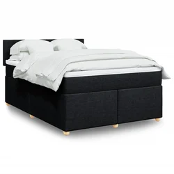 VIDAXL Box spring postelja z vzmetnico črna 160x200 cm blago