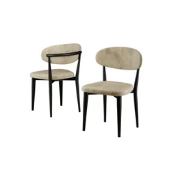 Hanah Home set trpezarijskih stolica Onex 6 kom, krem bukle tkanina, crne drvene noge