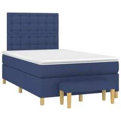 VIDAXL Box spring postelja z vzmetnico modra 120x190 cm blago