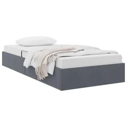 Vidaxl Postelja s shranjevanjem Temno siva 100 x 190 cm Žamet