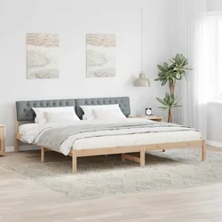 Okvir kreveta s uzglavljem Smeđa i svijetlo siva 200 x 200 cm