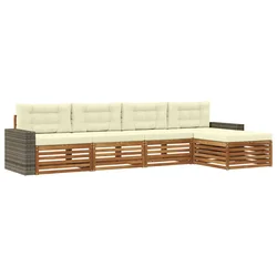 Set vanjskih sofa s jastukom 5 pcs Prirodna i krem Poliester