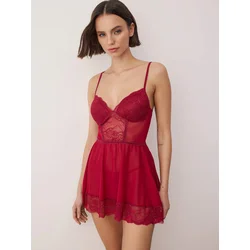Trendyol Milla Ženski set babydoll spavaćice i gaćica Thmaw26Cy00002, Bordo
