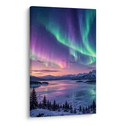 Slika pisano severno nebo nad jezerom - 40x60