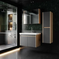 Skye Decor Set kupatilskog ormarića sa umivaonikom i ogledalom, 3 dela, Šareni